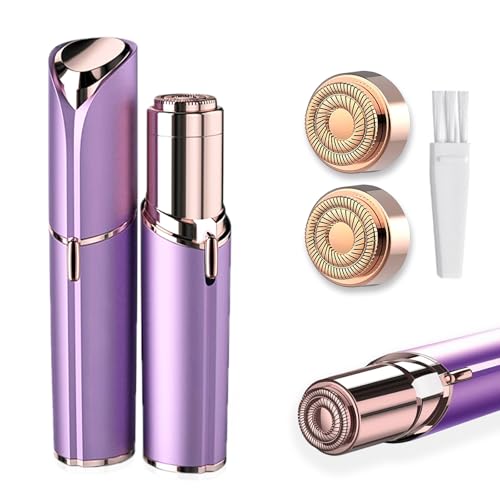 Battery Powered Facial Hair Remover for Women Lips, Chin, Neck, and Cheeks - Gentle and Pain with 2-pc Replacement Heads and 1 Battery