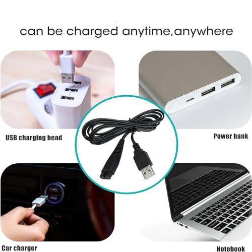 USB Charger Cable Compatible with Hatteker RFC-588 RSCX-7856 RFC-598 RFC-690 RFC-692 RFC-696 RSCX-9598 Charging Cord for Hair Clippers Beard Trimmer