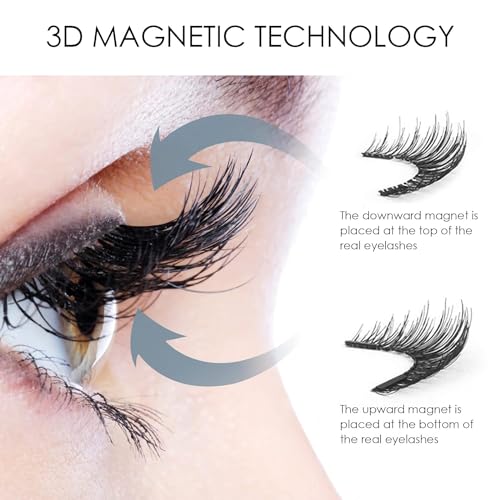 Magnetic Eyelashes, Waterproof Magnetic Eyelashes Kit - 4 Pairs Reusable, Natural False Lashes with No Glue or Eyeliner Needed, Ultra-Lightweight & Comfortable