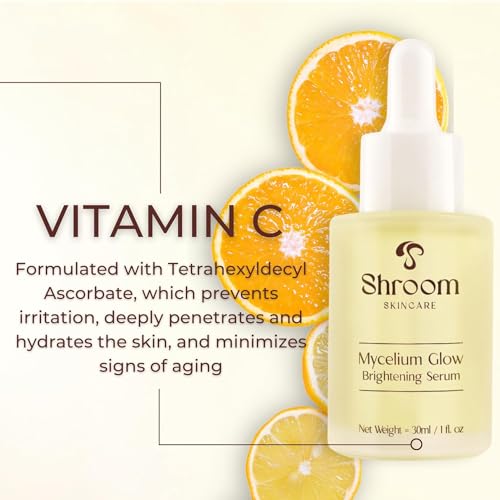 Mycelium Glow Mushroom Brightening Vitamin C Face Serum Facial Moisturizer - All Skin Types Vegan Serums for Skin Care Anti Aging Cruelty-Free Hydrating Serum for Face Dark Spots 30ml