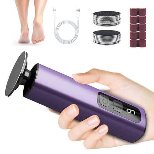 Electric Foot Callus Remover, 9-Speed for Dead Skin & Hard Calluses, Aluminum Alloy, Type-C Rechargeable, Replacement Discs, Spa-Like at-Home Pedicure, Relaxing Self-Care (Deep Lavender)