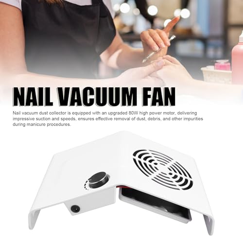 Nail Dust Collector Electric Machine Adjustable Low Noise Suction 80W Vacuum for Salon Studio Nail Vacuum Fan Nail Dust Suction Machine Nail Dust Collector Extractor Nail Art Dust Suction Collector