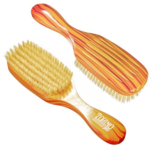 Torino Pro Wave Brush #8789-7 Row Soft bristles -100% Pure Boar Bristles - Great Workhorse for laying down your 360 Waves