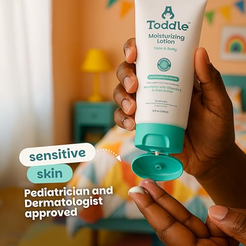 Probiotic Moisturizing Lotion for Face & Body, Eczema & Dry Skin Relief, Fragrance-Free with Vitamin E, Shea Butter for Sensitive Baby & Kids Skin, Pediatrician-Approved, 8oz