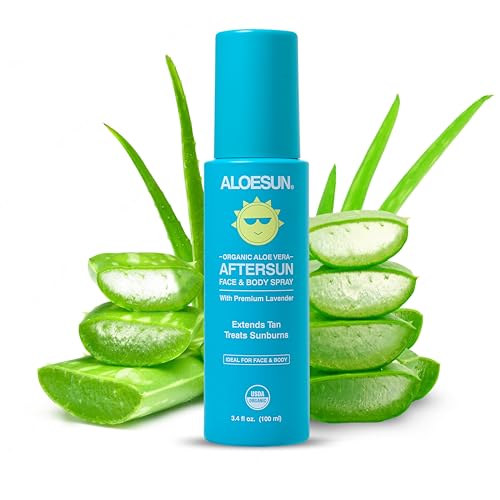 ALOESUN Organic Tanning Travel Size Bundle - Including Organic Coconut Tanning Oil, Ocean Spray, Organic AFTERSUN Spray, and Beach Bag