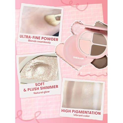 SHEGLAM Hypersculpt Highlight & Contour Palette 4 Shades 2-IN-1 Face Shimmer Highlighter and Matte Contour Bronzer-Cool