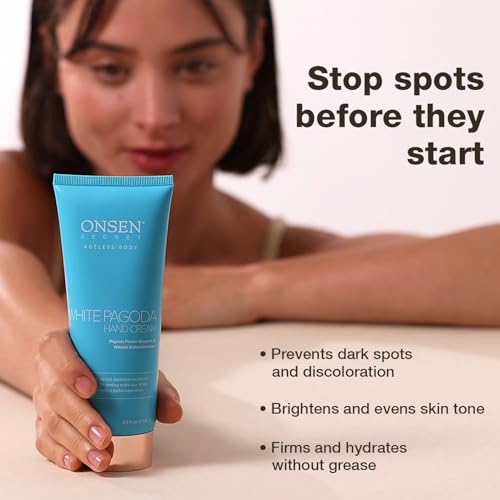 Onsen White Pagoda Hand Cream | Japanese-Inspired Firming Hand Lotion with Pagoda Flower Enzyme, Tsubaki, Jojoba & Squalane | Nursing Essentials for Aging Hands | Vegan (4.5 oz) - 2 Packs