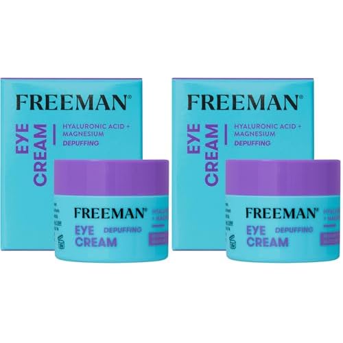 Freeman Restorative Moisturizing & Depuffing Eye Cream + Overnight Leave-On Treatment, For Dull & Tired Eyes, Brightens Undereye Skin, Infused With Magnesium & Hyaluronic Acid, 0.5 fl.oz./ 15 mL Jar