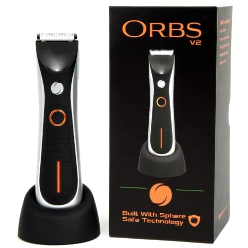Orbs¢â V2 Electric Groin Hair Trimmer for Men w/Two Speeds, Premium Ball & Body Groomer Shaver for Men, Fully Waterproof Mens Trimmer w/Replaceable Ceramic Blade Heads, 90 Min Battery Life