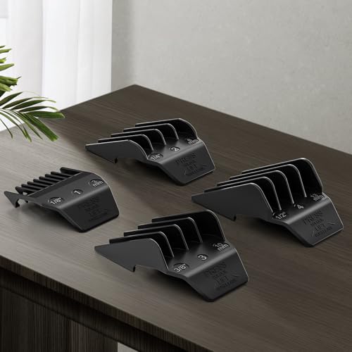 Professional Peanut Clipper Guards for Wahl Peanut ? 4PCS (1/8" to 1/2") Compatible with Wahl Peanut Guards 8685/8655/8035/8663 ? Premium Guide Combs with Storage Bag & Cleaning Brush, Black