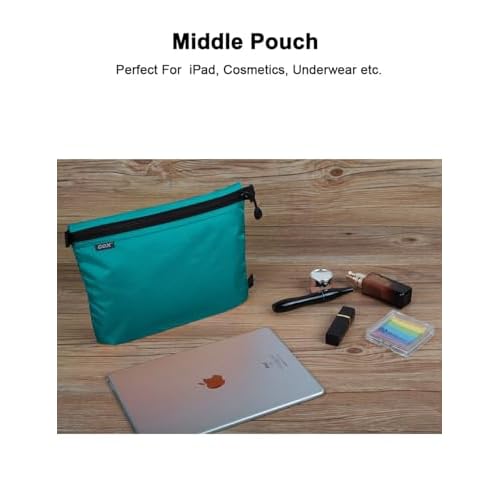 GOX 3 Pack Travel Toiletry Bag for Men Carry On Packing Organizer Zipper Pouch Portable Cosmetic Pouch Accessory Document Electronics (Turquoise)