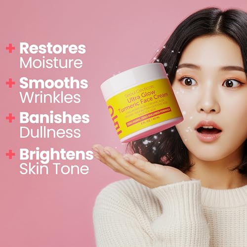 SeoulCeuticals Korean Skin Care Turmeric Cream ? Face Moisturizer for Dull Dry Skin - Korean Skincare K Beauty for Glass Skin 2oz
