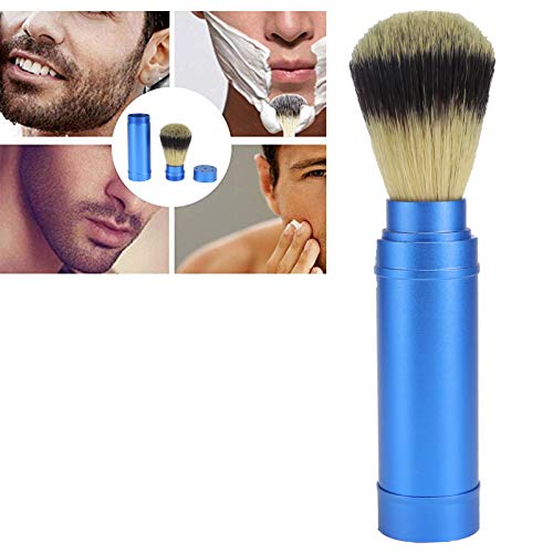 Travel Shaving Brush, Portable Blue Aluminum Shaving Brush, Ergonomic Travel Foaming Shave Tool, Assemble Facial Foaming Grooming Tool for Daily Use, Bathroom Supplies