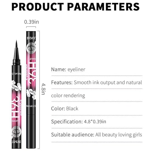 12 Pcs Black Eyeliner Pen, Long-Wearing & Waterproof Eyeliner, Quick-Drying Liquid Eye Liner, Smudge-Resistant Black Eye Liner for All Skin Tones, Highly-Pigmented Eye Makeup