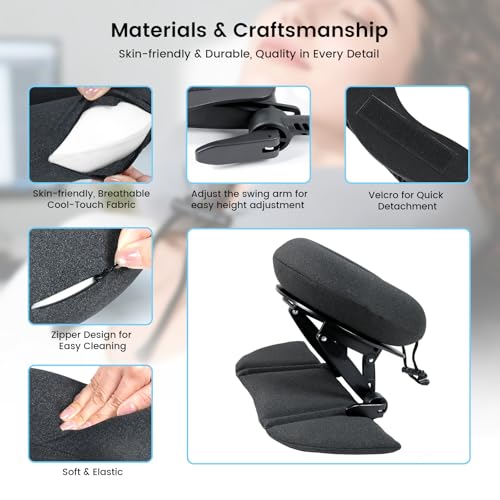 Intelligent Support Memory Foam Pillow£¬Adjustable Massage Pillow ? Multi-Use Ergonomic Neck Pillow for Office Naps,Travel, Recliner Headrest ? Portable (Black Pillow+Black Plastic Stand)