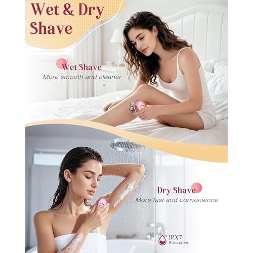 Electric Razors for Women, 7D Electric Shaver for Women, Cordless Facial Hair Removal Trimmer for Women's Face, Waterproof Ladies Shaver for Arms, Underarms, Peach Fuzz, Sensitive Skin