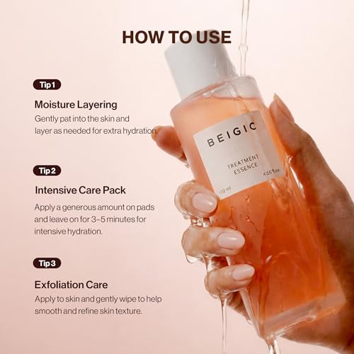 BEIGIC Treatment Essence - Hydrating Face Essence for Radiance & Smooth Skin Texture with Vegan Peptides & Niacinamide for Glass Skin (4.05 Fl. Oz)