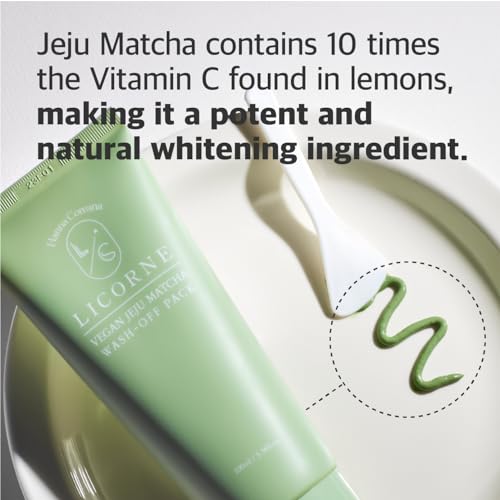 LICORNE Vegan Jeju Green Tea Clay Mask (3.38 fl oz) - Non-Drying Creamy Mud Mask for Pores & Blackheads - Korean Pore Minimizing Matcha Face Mask with Kaolin & Bentonite for Oil Control