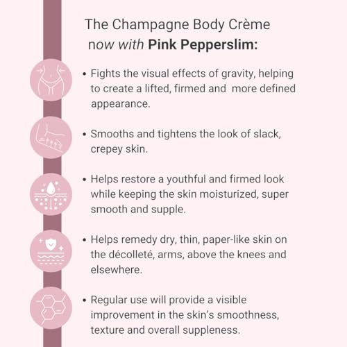 Consult Beaute Champagne Lift Hydrating Firming Body Cream with Pink Pepperslim for Crepey Skin Moisturizer Tightens, Tones & Hydrates Dry Skin on Arms & Legs - 8 oz.