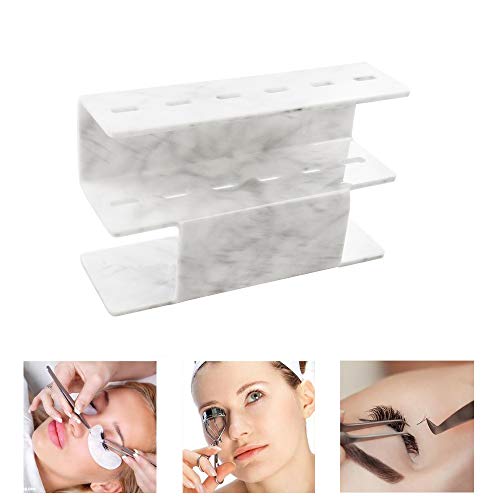 6 Holes Tweezers Holder Eyelash Extension Supplies Display Stand, Marble, 1 Pc