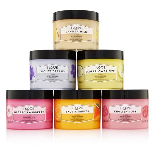 I Love English Rose Scented Body Butter - Hydrating Body Butter for Dry Skin - Vitamin E and Aloe Vera - Shea Butter and Coconut Oil - 10.1 oz