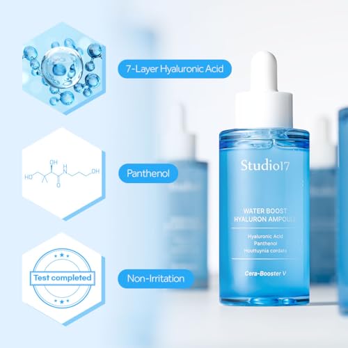 Waterboost Hyaluronic Acid Ampoule 1.69 fl.oz. Cera-Booster V(Originated from Centella Asiatica) and Birch Juice Included. Super Hydrating Korean Serum for Inner Moisturizing