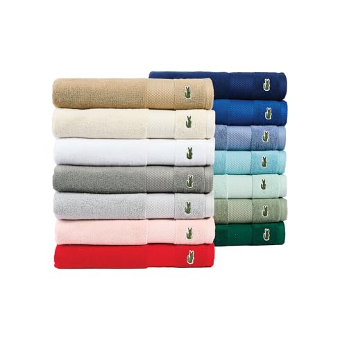 Lacoste Heritage 100% Supima Cotton Wash Cloth, Aloe, 13" x 13" ? Highly Absorbent & Quick Drying, Premium Super Soft Bath Towel, Bathroom Essential, Gift for All Occasions, Machine Washable