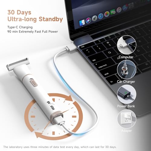 Gurelax Electric Body Hair Trimmer - Groin Trimmer for Men - Bikini Trimmer Women - 5-in-1 Lady Shaver Groomer, IPX7 Waterproof Razor Heads&USB Recharge with Travel Bag