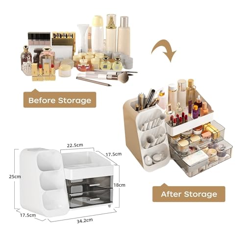 Makeup Organizer And Storage White Large 3 Clear Makeup Drawer Organizer,Skincare Organizers Countertop For Vanity Bedroom Tiered Makeup Box Organizer-Beauty Countertop Organization For Makeup
