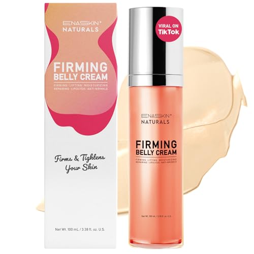 Enaskin Naturals Belly Firming Cream: B Flat Skin Tightening, Cellulite & Stretch Mark Reduction Cream for Stomach, Thighs and Booty - Hydrating Body Lotion for Women & Men - Orange 100 mL