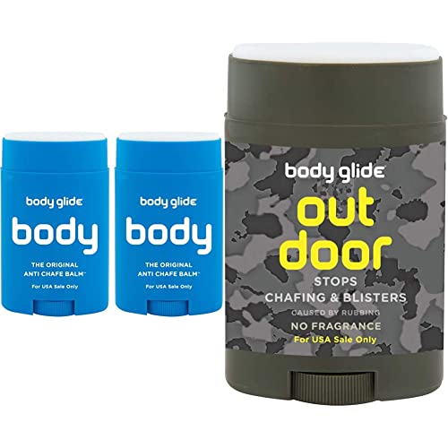 Body Glide Original Anti Chafing Stick Balm 1.5oz-2pack + Body Glide Outdoor Anti Chafe Balm 1.5oz