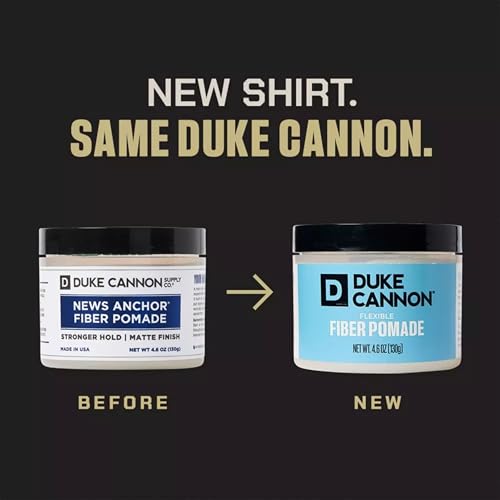 Duke Cannon Supply Co. Flexible Fiber Pomade ? 4.6 oz ? Strong Hold, No Shine, Water-Based for Easy Washout, Adds Texture & Volume for Shorter Hairstyles