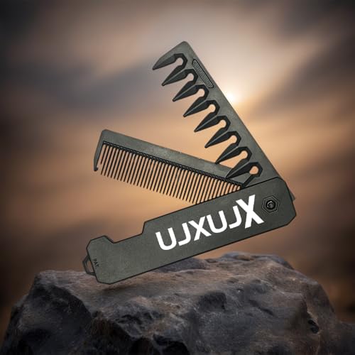 Portable Comb - Foldable Fine Tooth & Textured Styling Comb with Durable ABS Handle, Multi-Functional Folding Hair Comb for Mustache, Wide Tooth Styling at Home, Salon, Travel