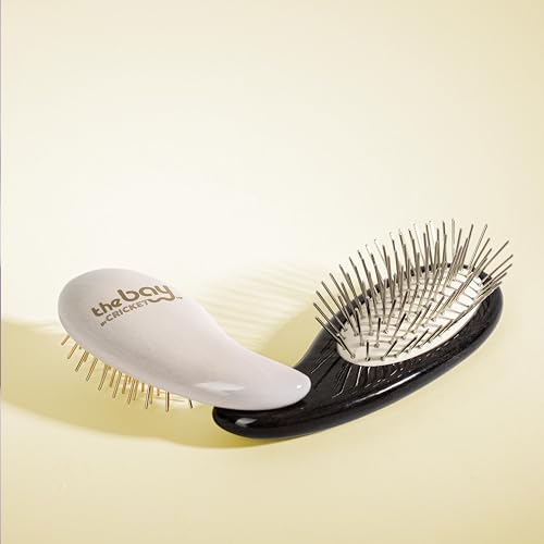 The Bay by Cricket¢â Dark Half Moon Brush The Half Moon Bay Series Sensory Scalp & Haircare Wellness with Cooling Extra-long Metal bristles and Gua-Sha-Ahhh Shaped Handle
