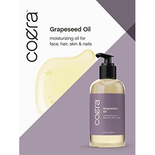 Coera Grapeseed Oil Cold Pressed | 8 fl oz | Moisturizer for Face, Hair, Skin, and Nails | Free of Parabens, SLS, & Fragrances