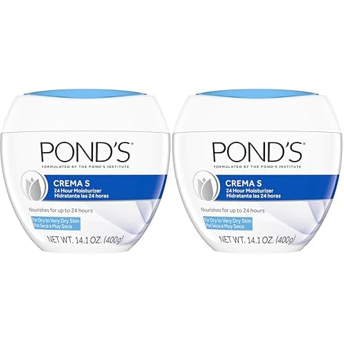 Pond's Crema S Nourishing Face Moisturizer for Women, Skin Care Facial Moisturizer Cream for Dry to Very Dry Skin, Nourishes for up to 24 hours 14.1 oz (Pack of 2)