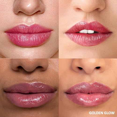 Color Changing Lipstick with 24K Gold Flakes - Moisturizing & Long Lasting pH Lip Balm, Hydrate & Nourish Lip While Leaving Sheer Pink Tint, Golden Glow
