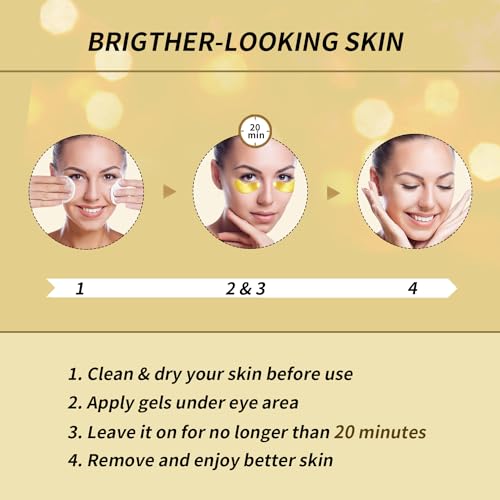 Ceedoo Under Eye Patches - 24 Pairs Gold Under Eye Mask for Puffy Eyes, Dark Circles, Eye Bags, Wrinkles, Collagen Hyaluronic Acid Eye Gel Pads with Rejuvenating Treatment, Refresh Your Skin