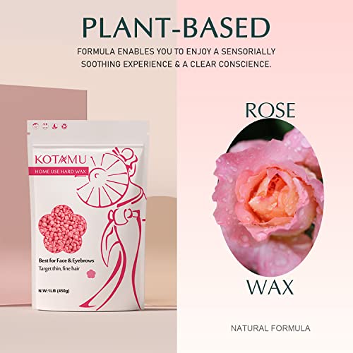 KOTAMU Waxing Kit Black Digital, Pink Wax Beads for Hair Removal, Target Thin Fine Hair Face Eyebrows Chin Legs Underarm Bikini Waxing, Suitable for Women and Men