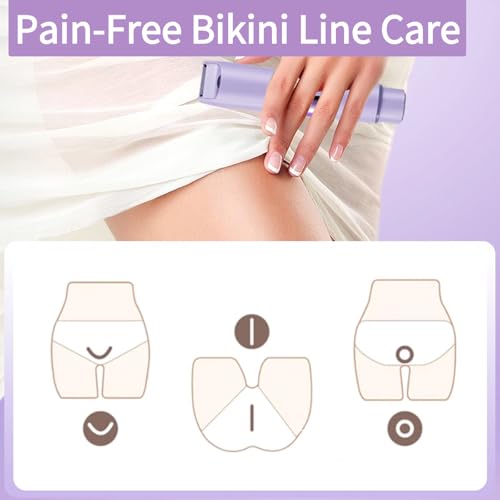 Women Trimmer for Pubic Hair, Womens Shaver for Pubic Hair, Waterproof Painless Bikini Trimmer Electric Razor for Women Teen Girl Gifts, Purple