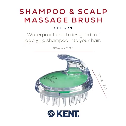KENT SH1 MNT Scalp Scrubber Hair Brush and Scalp Exfoliator Brush for Distributing Shampoo and Conditioner, Shower Scalp Massage Tool and Hair Growth Brush Shower Brush with 42 Soft Rubber Bristles