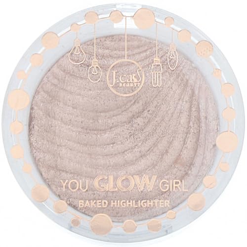J.Cat Beauty You Glow Girl Compact Multi-Dimensional Highlighter, Highly Pigmented, Shimmery Baked Highlighter for Luminous Finish, Pink Goddess