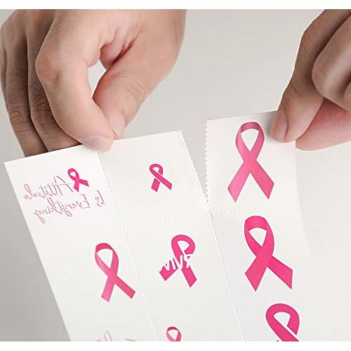 192PCS Breast Cancer Awareness Pink Ribbon Tattoos - Walk/Football Team/Run/Fundraising Giveaways Favors