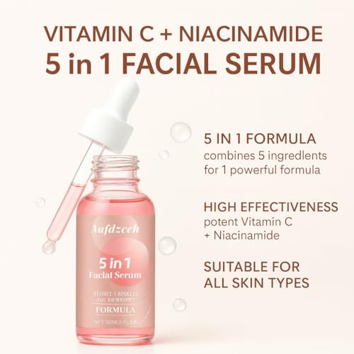 5 In 1 Vitamin c Serum Hydrating Face Serum with Vitamin C, Hyaluronic Acid, Niacinamide & Collagen ? Lightweight Facial Serum for Daily Moisturizing, Soft & Radiant Looking Skin