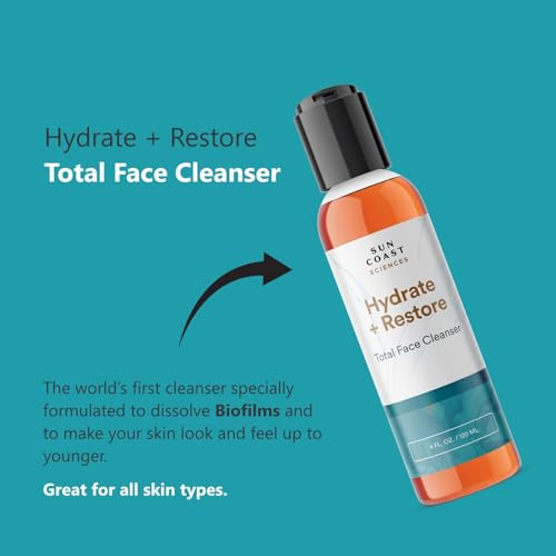 SUN COAST SCIENCES - Hydrate + Restore Total Face Cleanser, Vitamina B, Hydrating Facial Cleanser With Niacinamide for All Skin Types - 4 fl oz