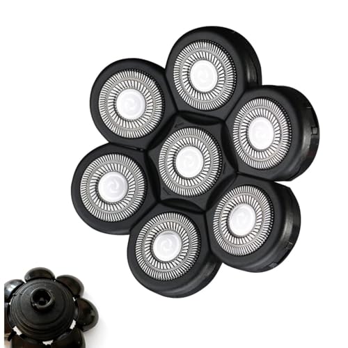 7 Blade Floating Replacement Shaving Head,for Many Main Brands Electric Shaver Razor Bald Men Head Shaver Blades,7 Head Replacement Black
