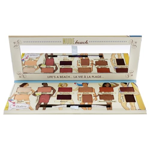 theBalm Nude Beach Eyeshadow Palette, Durable Long-Lasting, Professional Cosmetic Set, 12 Eye-Popping Shades, Triple-Milled Pigments 0.382 Oz