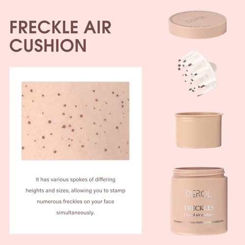 Natural Freckle Nude Warm Blush Makeup Kit- Liquid Fake Freckle Air Cushion, 2 Colors Freckle Pen, Powder Cushion Blush, Waterproof Long Lasting Freckles Marker for Cheek