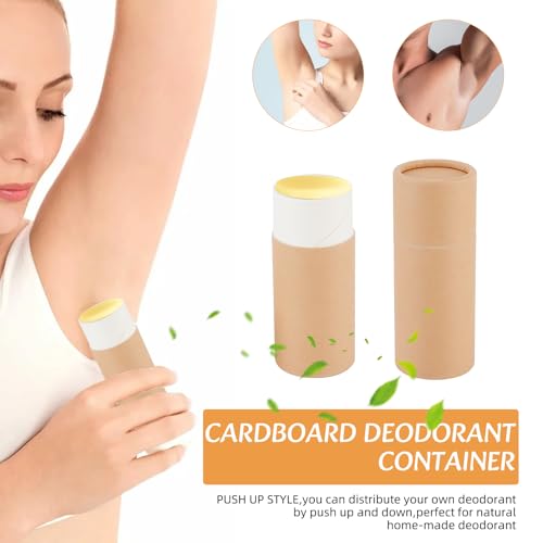 NICENEEDED 5 Pcs 2.1 oz Paperboard Cardboard Deodorant Containers, Empty Kraft Paperboard Tubes Push-Up Style Tubes, Lip Balm Containers Compostable Round Body Lotion Sticks Tube