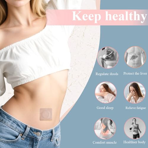 100pcs Castor Oil Patches, Urknall Castor Oil Pack Wrap Organic Cotton Belly Button Patches for Caster Oil Self-Adhesive Pads Belly Patch Anti Leakage Design No Wash & Portable
